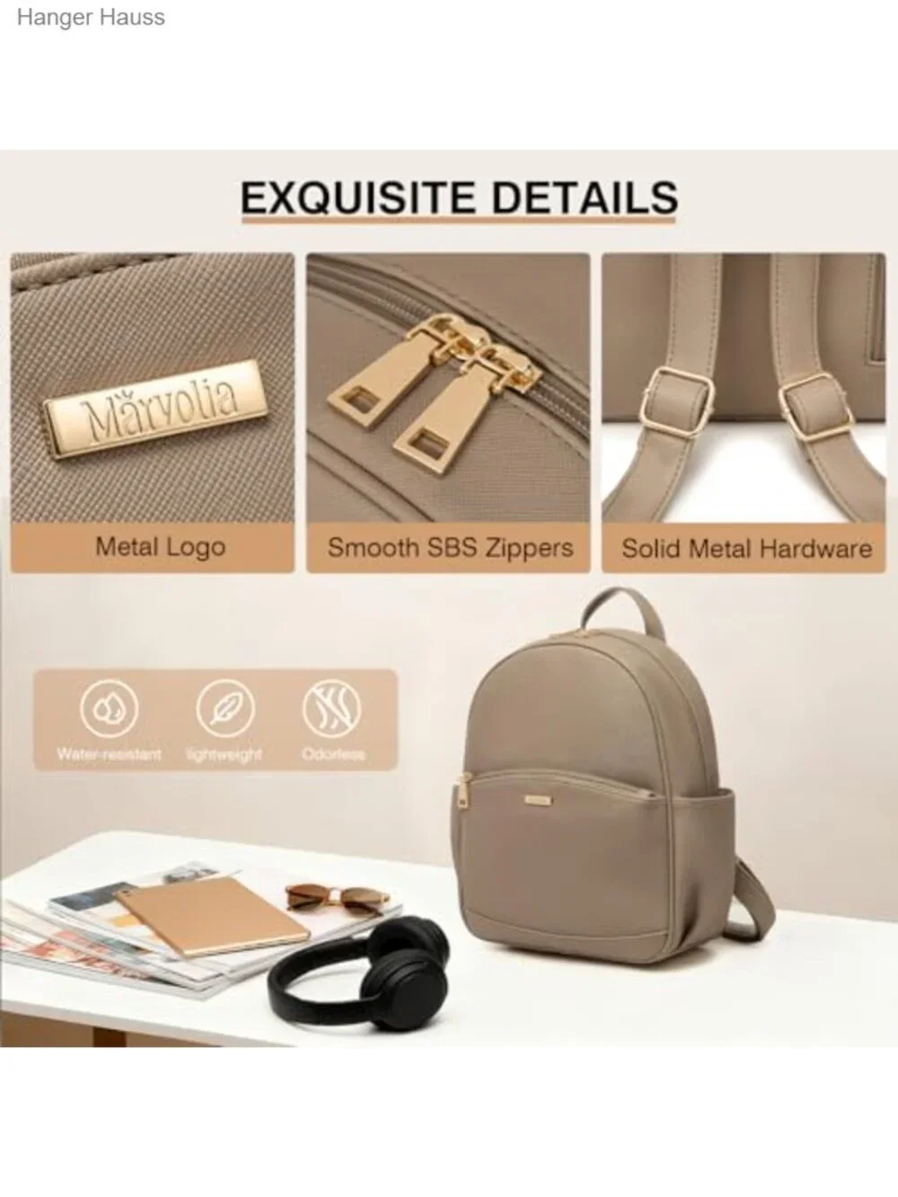 Mini Leather Backpack for Women with Multiple Pockets, for Travel College Work